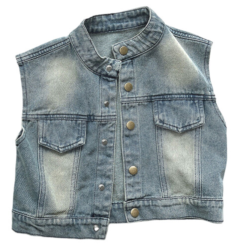 Breathable Retro Vest Jacket Spring Autumn-Blue 80cm 2