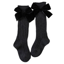 1 Pair Fun Bowknot Charm Middle Calf Socks Cotton Socks-Black S
