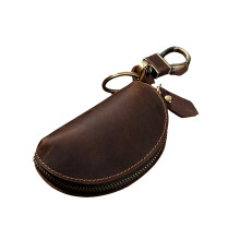 PU Leather Key Wallet For Men Women Fashion Zippers-dark coffee