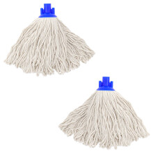 Cotton Mop Replacement Head 2 Pack, Fast Absorption Looped End String Mop Refill for 3/4 Inch Acme Thread Pole
