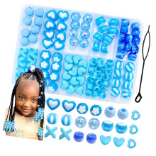 100Pcs Fun Craft Beads For Styling Hair For Mother-Blue