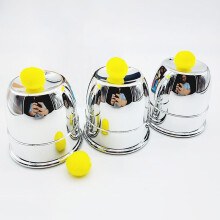 Three Cups and Balls Plastic Magic Tricks Balls Appearing/Disappearing Close up Gimmick Comedy Kids Magic (Large Silver)