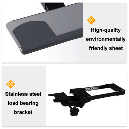Under Desk Keyboard Tray Ergonomic Adjustable Design 360 Rotating Computer Stand for Office 2