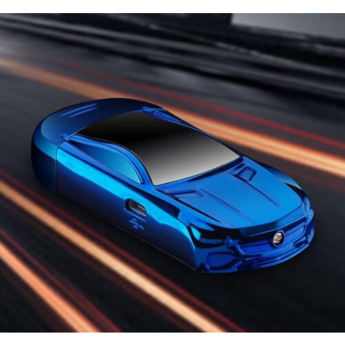Electric Arc Lighter Dual Arc Plasma USB Rechargeable Windproof Touch Ignition Car Shape Gift for Men Blue