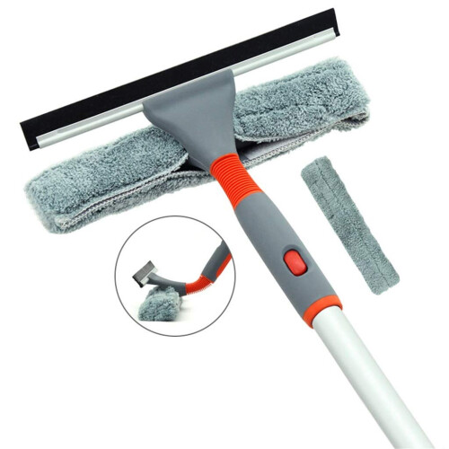 Extendable Window Cleaning Squeegee with Telescopic Pole, Adjustable Blade Angle, PackageB