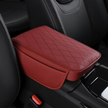Armrest Pad Red PU Leather Cushion 2020–2024 7 Seater Waterproof Comfort Cover for Tesla Model Y