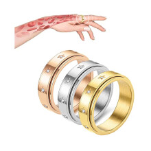 White Calcite Spinner Ring Size 12 for Men and Women, Quiet Rotatable Fidget Ring for Anxiety Relief