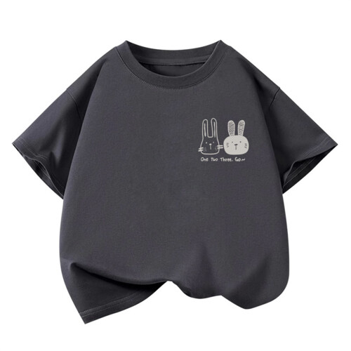 Cute Patterned Children's T-Shirt Gentle On-Dark Grey 120cm