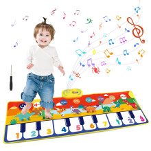 Kids Piano Play Mat with Dinosaur Sound Effects, Large Interactive Musical Keyboard Mat for Boys and Girls 43.3'x14.17'
