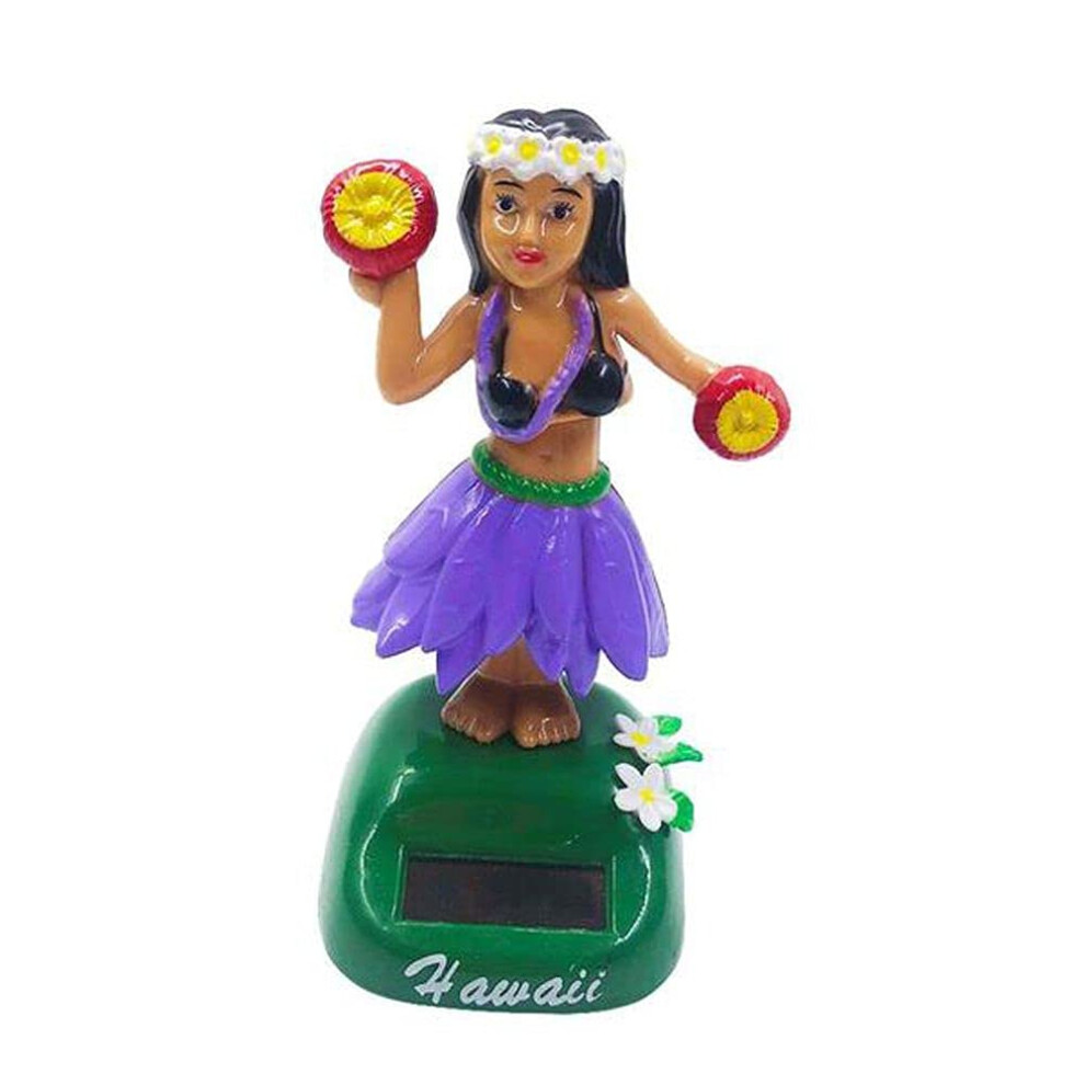 Solar Dancing Hula Girl Dashboard Ornament Â Hawaiian Style Car Decoration, Battery Motion Purple 9351714745574