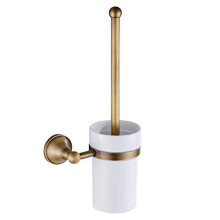 Brass Toilet Brush Holder Wall Mounted RustProof Antique Bronze Finish with Ceramic Cup