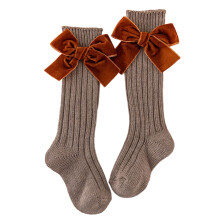 1 Pair Warm Cotton Calf Length Socks With Graceful-Khaki S