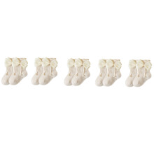 5 Pairs Girl Socks Breathable Fabric Fun-Oatmeal color M