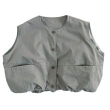 Finely Stitched Cotton Vest Sleeveless Jacket-gray green 120cm