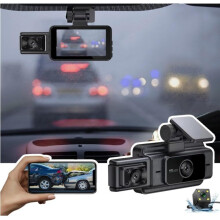 Dual 1080P Dash Cam with IR Night Vision WiFi App Control G Sensor Front Inside Rear Car Camera 32G
