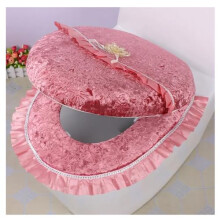 2 Pcs Plush Gold Velvet Toilet Seat Cover Set with Zipper, Warm Washable Cushion for Winter