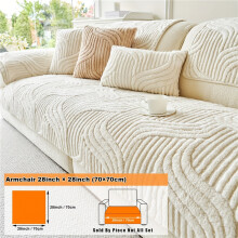 (White, Armrest 71.12cm*71.12cm) Premium Solid Color Shu Velveteen Sofa Cushion, Popular European Short Plush Sectional Sofa