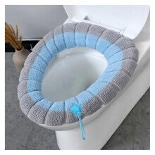 Toilet Seat Cover Winter Thicker Padded Non Slip Washable with Handle Blue Toilet Seat Cushion