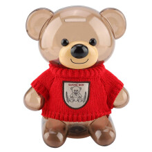 Clear Red Bear Piggy Bank for Kids with Visible Saving Design, Easy Coin Deposit, GiftReady Style