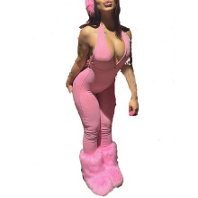 Damunitards Enfärgad Rosa Grimma Ärmlös Casual