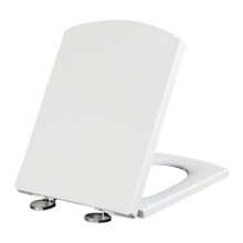 White Soft Close Toilet Seat 37 x 47 cm with Lid, Quick Release Cleaning, Scratch Resistant Square Design