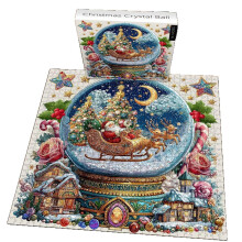 Christmas Jigsaw Puzzle for Adults Santa Crystal Ball Design Smooth Interlocking Pieces with Storage Case