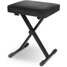 Foldable Piano Bench Adjustable Height Black Leather Cushion Stable Keyboard Bench for Home Studio