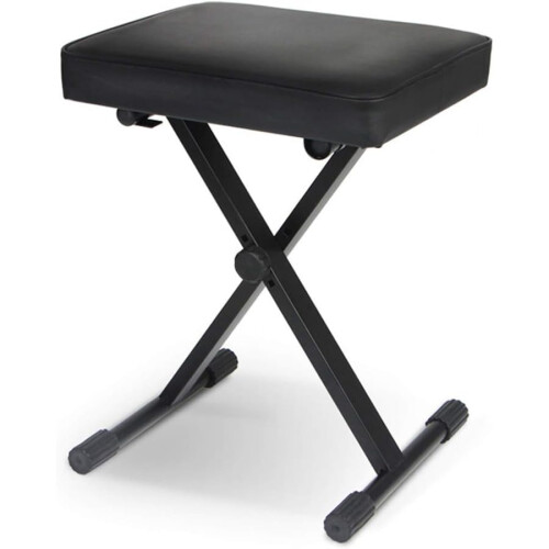 Foldable Piano Bench Adjustable Height Black Leather Cushion Stable Keyboard Bench for Home Studio