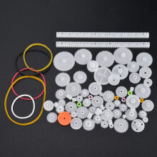 DIY Robot Gear Kit 75 Piece Motor Gear and Pulley Set for Robots and Toys, Durable Plastic Build