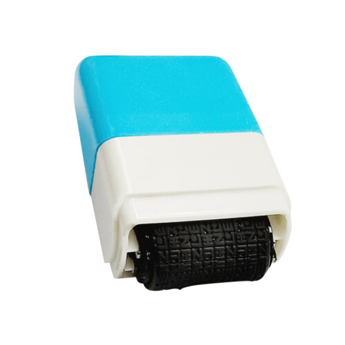Identity Protection Roller Stamp Blue Refillable Ink for Address and  Data Privacy Security