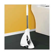 Toilet Brush and Holder with Ergonomic Curved Handle, Ventilated Drying Base, Deep Cleaning Bristles