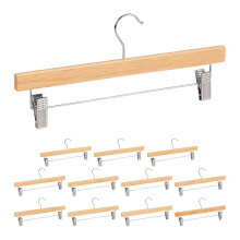 Perchas de madera para pantalones con pinzas, juego de 12