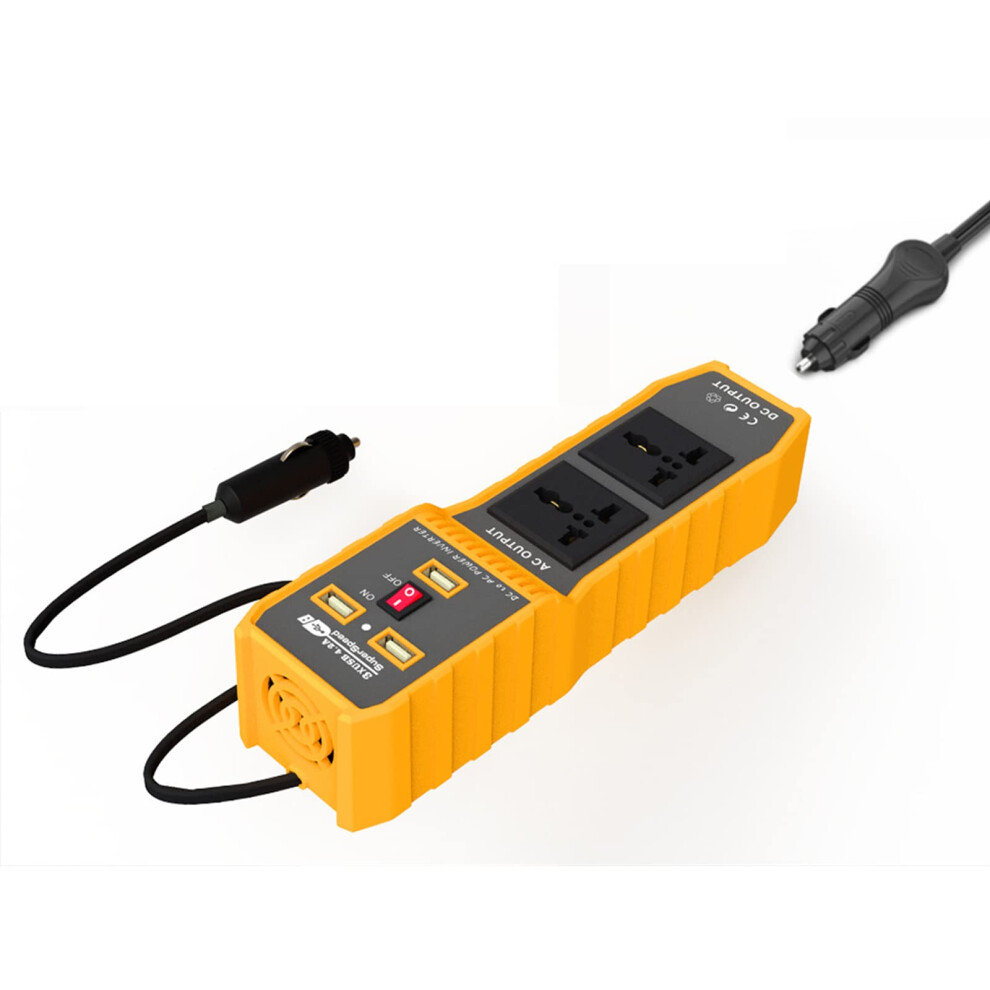 200W Car Power Inverter 12V Dc To 220V Converter With Dual Ac Outlets And Fast Charging Usb Ports 9351714765657
