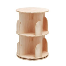3 Tier 360 Degree Rotating Bookshelf Tower, Solid Wood Bookcase with Double Layer Base for Small Spaces