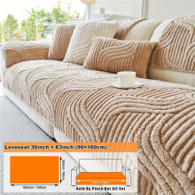 (Khaki, 3-Seater 91.44cm*180.34cm) Premium Solid Color Shu Velveteen Sofa Cushion, Popular European Short Plush Sectional Sofa