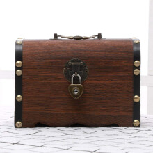 Wooden Piggy Bank Treasure Chest Money Box, Durable Decorative Coin and Cash Saver Gift for Kids and Adults
