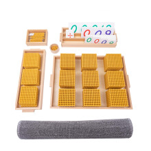 Montessori Golden Beads Decimal System Set for Tactile Place Value Learning with Soft Carpet Workspace