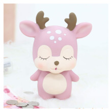Pink Fawn Piggy Bank for Kids and Adults, Cute Vinyl Money Box Home Decoration, Encourages Saving