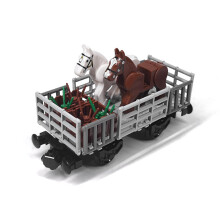 Train Building Blocks Set Horse Farm Train Car, Compatible City Freight Train 60336, DIY Modular Gift for Adults and Teens