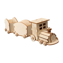 Wooden Train Model Kit for Kids DIY Building Set STEM Educational Toy Creative Learning Gift