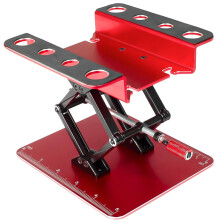 Aluminum Adjustable RC Work Stand with 360 Rotating Platform, Red Station for 1/10–1/8 RC Cars