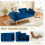 (Navy) 2-Seater Velvet Sofa with Adjustable Backrest & Gold Legs 2