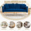 (Navy) 2-Seater Velvet Sofa with Adjustable Backrest & Gold Legs 3
