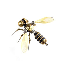 Steampunk Mechanical Bee 3D Metal Model Kit for Adults, PrecisionCut Movable Design, 90 Pieces DIY Assembly