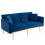 (Navy) 2-Seater Velvet Sofa with Adjustable Backrest & Gold Legs 6