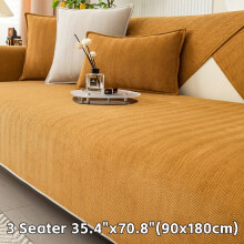 (Orange, 3 Seater 35.4"x70.8"(90x180cm)) 1pc Chenille Ribbed Sofa Cover - Couch Covers for Sofa - Pet-Friendly Non-Slip Couch