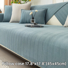 (Haze Blue, Pillow Case 45.21cm X 45.21cm(45x45)) 1pc Chenille Ribbed Sofa Cover - Couch Covers for Sofa - Pet-Friendly Non-Slip Couch