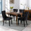 (Black) Lux Velvet Tufted Kitchen Dining Chairs Set of 2 3
