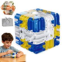 3D Maze Cube Labyrinth Puzzle Ball, 2 in 1 360 Rotation Brain Teaser Toy for Adults and Kids, Spatial Training Game Gift