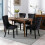 (Black) Lux Velvet Tufted Kitchen Dining Chairs Set of 2 4